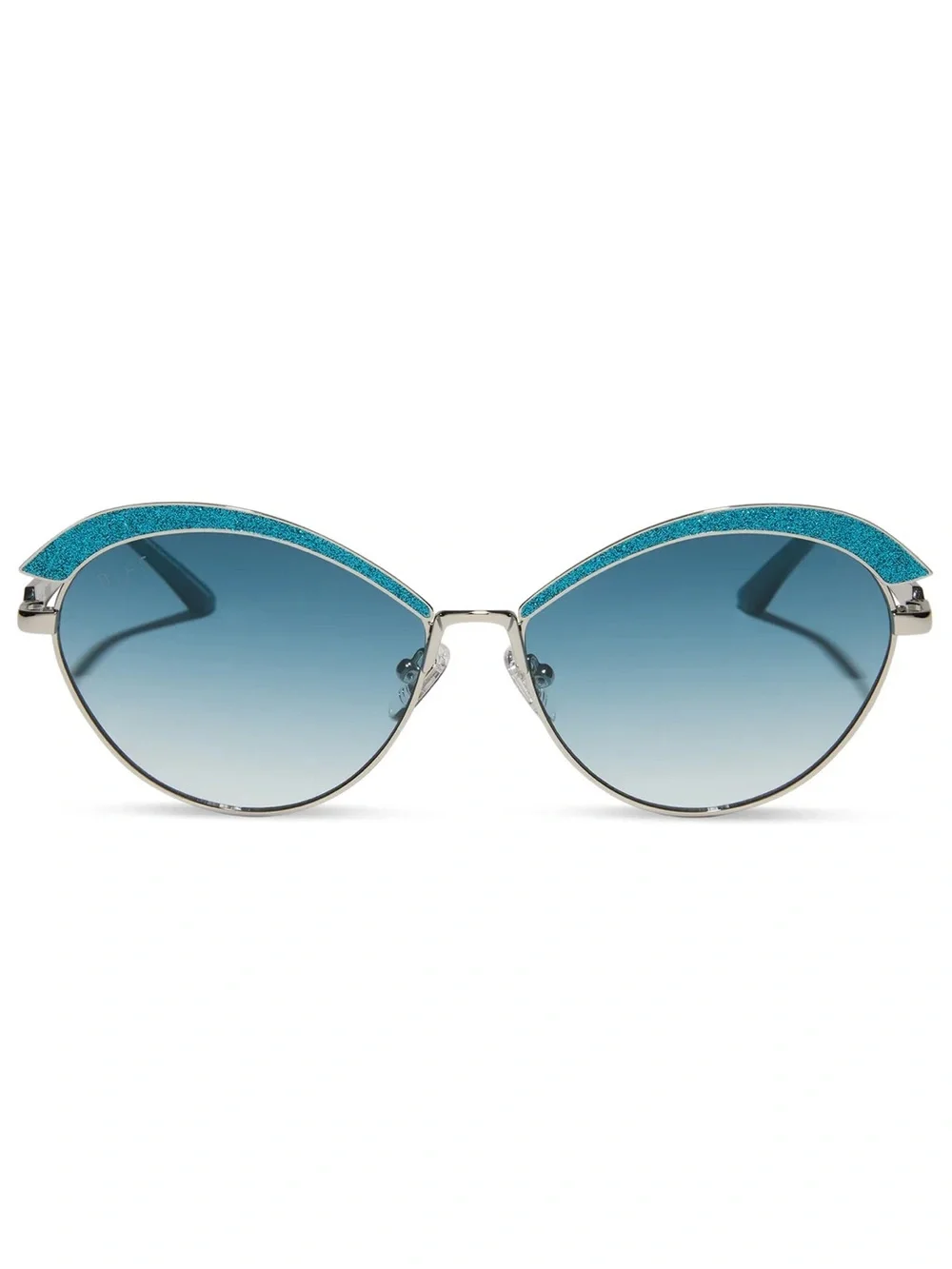 DIFF WEDNESDAY Bianca Sunglasses Glitter Teal Silver Frame Teal Silver Lens NWT